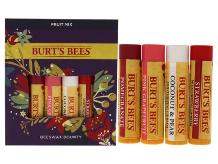 Burts Bees Beeswax Bounty Kit - Fruit Mix by Burts Bees for Unisex - 4 x 0.15 oz Lip Balm Strawberry Moisturizing, Pink Grapefruit Moisturizing, Coconut and Pear Moisturizing, Pomegranate Moisturizing Hot on Sale