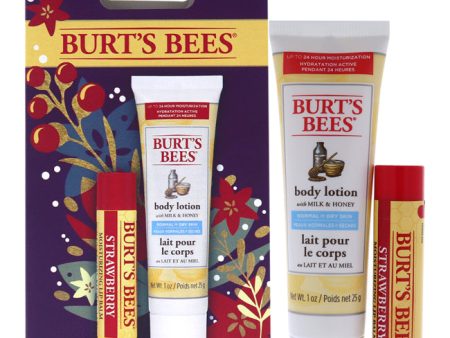 Burts Bees Hive Favorites Kit - Strawberry by Burts Bees for Unisex - 2 Pc 0.15oz Strawberry Moisturizing Lip Balm, 1oz Body Lotion with Milk Honey Online Hot Sale