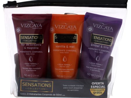 Vizcaya Sensations Colections Kit by Vizcaya for Unisex - 3 Pc Kit 1.7oz Amber and Lily Body Lotion, 1.7oz Cherry Blossom and Magnolia, 1.7oz Vanilla and Honey Online