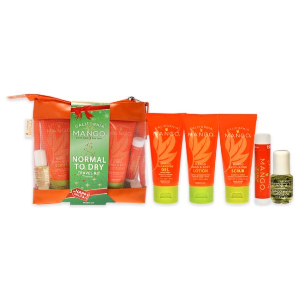 California Mango Mango to Go Travel Kit - Normal to Dry Skin by California Mango for Unisex - 6 Pc 2.2oz Exfoliating Scrub, 2.2oz Cleansing Gel, 2.2oz Hand and Body Lotion, 0.15oz Lip Balm SPF 15, 0.13oz Magic Cuticle Oil, Travel Bag Online Sale