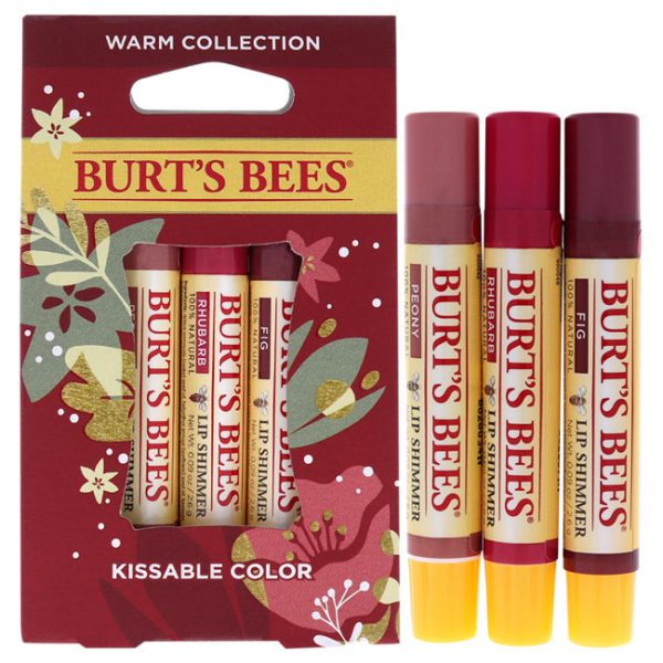 Burts Bees Kissable Color Warm Collection by Burts Bees for Unisex - 3 x 0.09 oz Lip Shimmer Peony, Rhubarb, Fig Sale