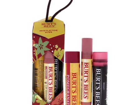 Burts Bees Mistletoe Kiss Kit by Burts Bees for Unisex - 3 Pc 0.15oz Pomegranate Moisturizing Lip Balm, 0.09oz Peony Lip Shimmer, 0.15oz Hibiscus Tinted Lip Balm Hot on Sale