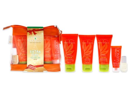 California Mango Mango to Go Travel Kit - Extra Dry Skin by California Mango for Unisex - 6 Pc 2.2oz Exfoliating Scrub, 2.2oz Cleansing Gel, 2.2oz Extreme Creme, 0.5oz Mango Mend, 0.13 oz Magic Cuticle Oil, Travel Bag on Sale