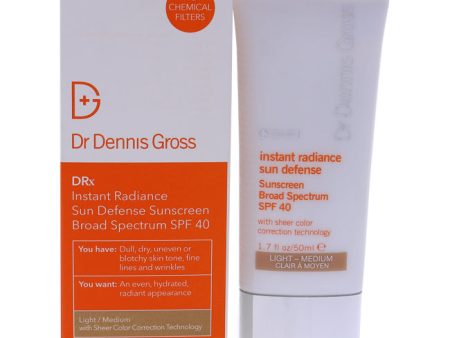 Dr. Dennis Gross Instant Radiance Sun Defense Spf 40 - Light-Medium by Dr. Dennis Gross for Unisex - 1.7 oz Cream Supply