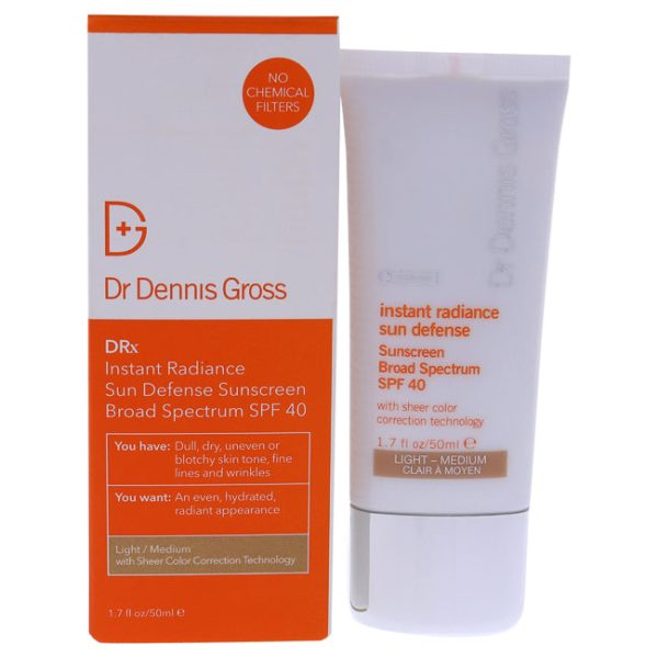 Dr. Dennis Gross Instant Radiance Sun Defense Spf 40 - Light-Medium by Dr. Dennis Gross for Unisex - 1.7 oz Cream Supply