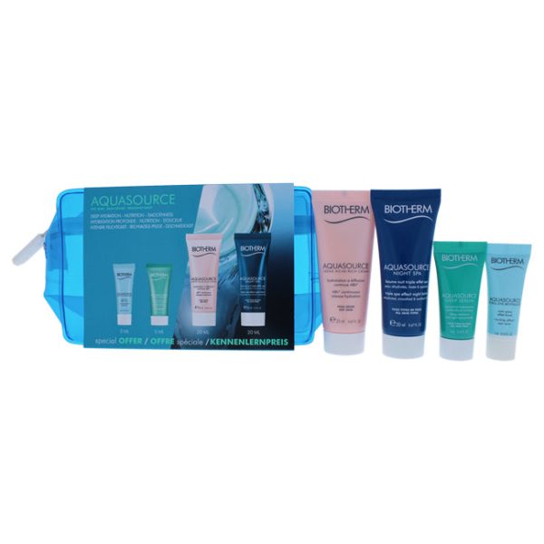 Biotherm Aquasource Dry Skin Kit by Biotherm for Women - 4 Pc Kit 0.16oz Deep Serum, 0.10oz Eye Revitalizer, 0.16oz Rich Cream, 0.67oz Night Spa Online Sale