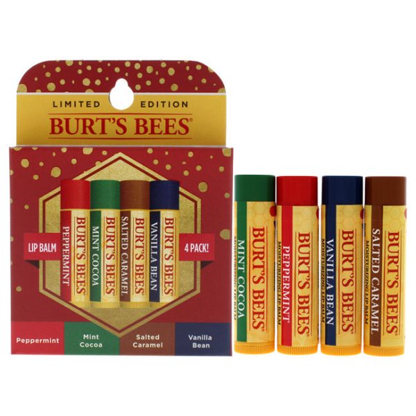 Burts Bees Burts Bees Blister Kit Limited Edition by Burts Bees for Unisex - 4 x 0.15 oz Lip Balm Pepermint Moisturizing, Mint Cocoa Moisturizing, Salted Caramel Moisturizing, Vanilla Bean Moisturizing Online