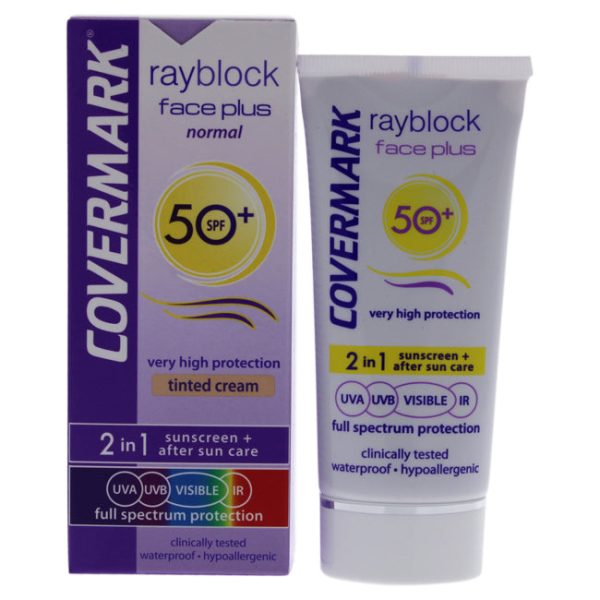 Covermark Rayblock Face Plus Tinted Cream 2-in-1 Waterproof SPF50 - Normal Skin-Soft Brown by Covermark for Women - 1.69 oz Sunscreen Discount