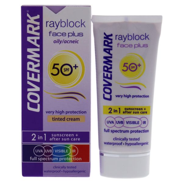 Covermark Rayblock Face Plus Tinted Cream 2-in-1 Waterproof SPF 50 - Oily Skin-Light Beige by Covermark for Women - 1.69 oz Sunscreen Cheap